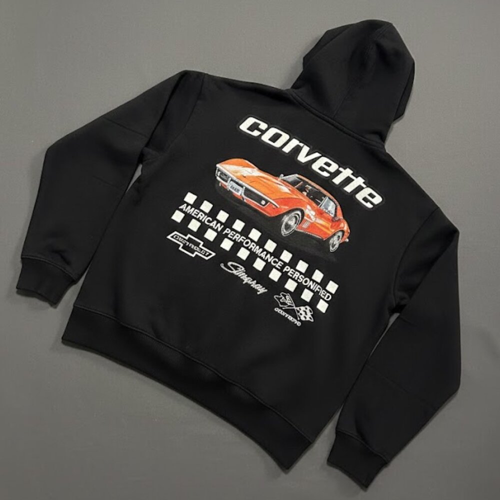 Chevrolet Corvette Men's Graphic Print Hoodie with Long Sleeves, Size Large